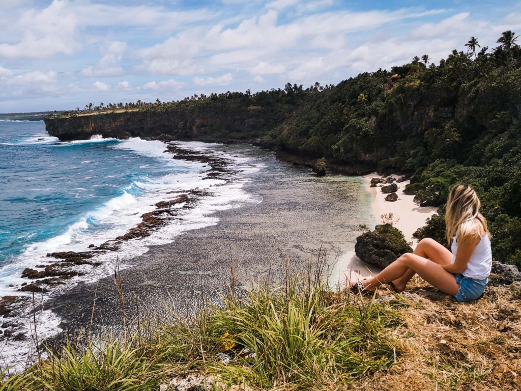 Tonga beaches: Spectacular views from the cliffs overlooking Hufangalupe Beach.
