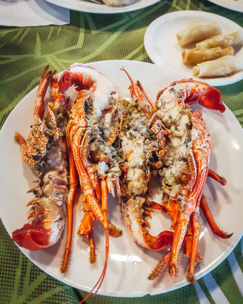 Lobsters on a plate in Samoa