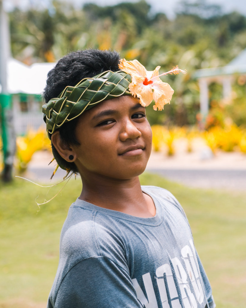 Samoan boy in Samoa Weaving Class