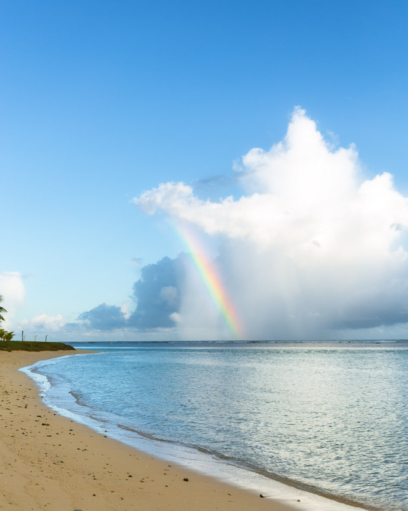 Rainbow over ocean in Samoa