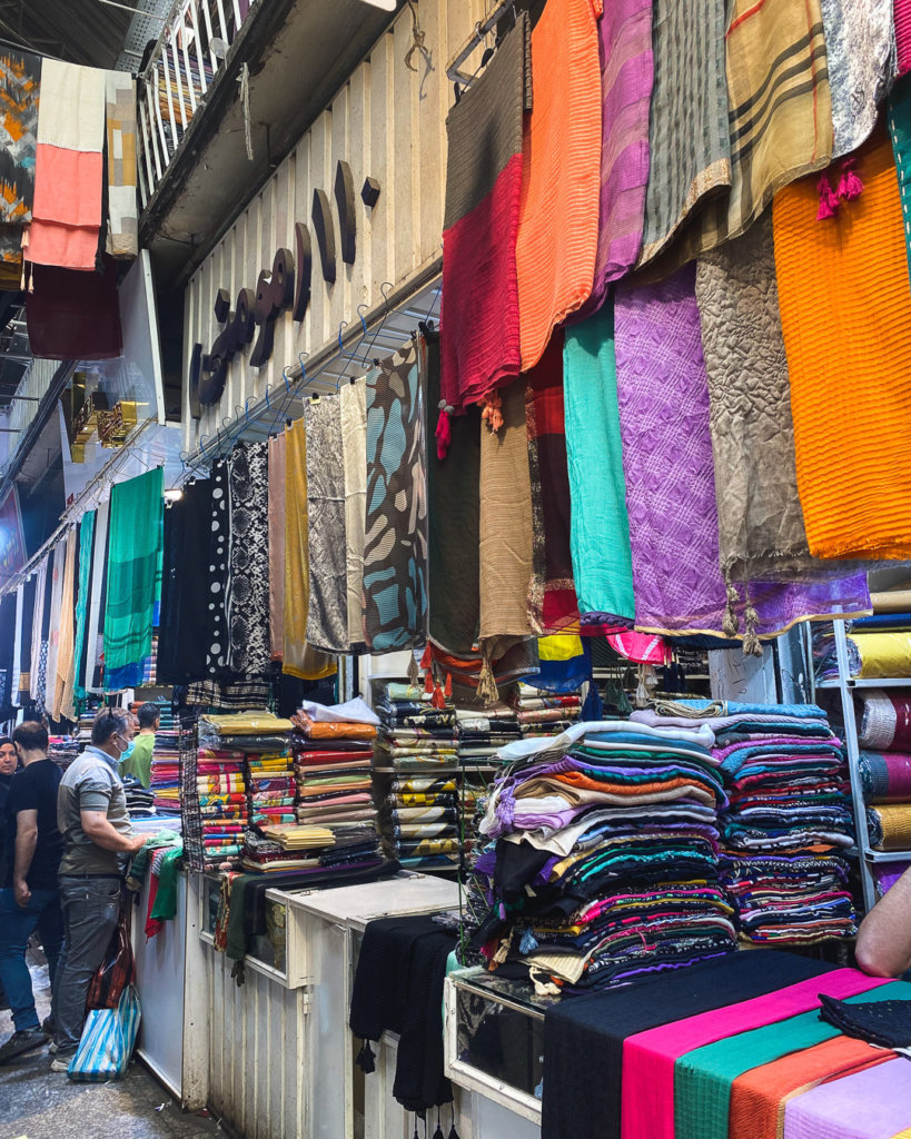 lots of colourful scarfs Tehran