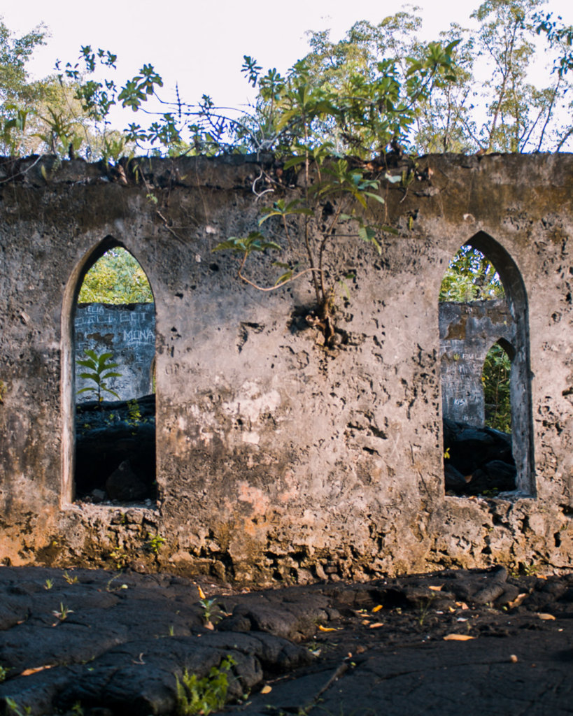 Church covered in lava in Samoa