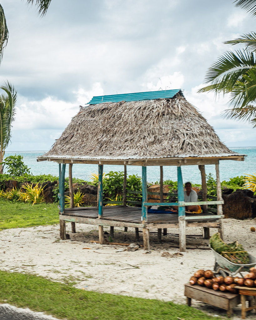 Fale by the road in Samoa