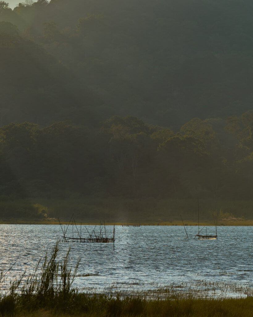 Temblingan Lake with boat
