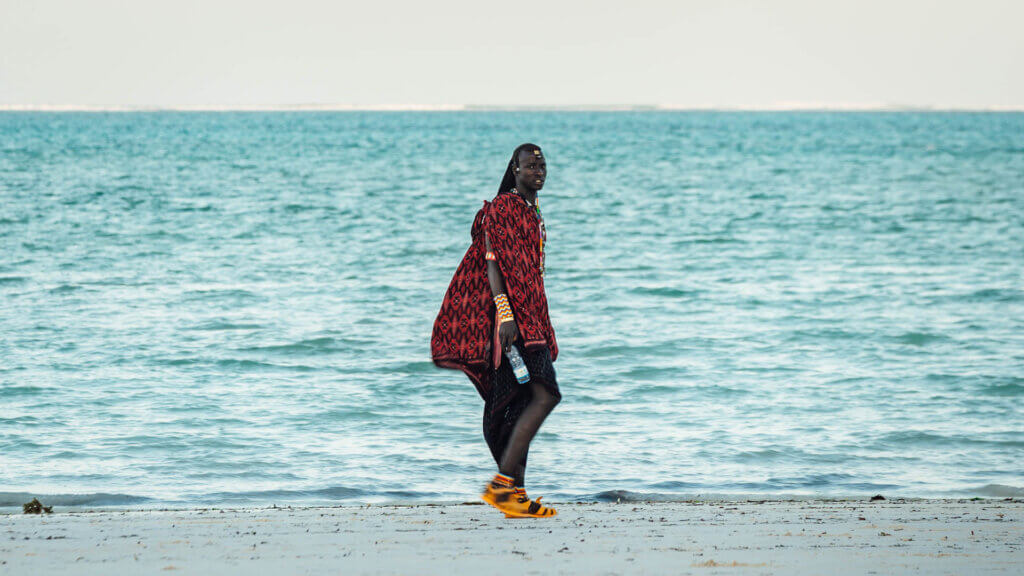 Maasai man on Paje Beach