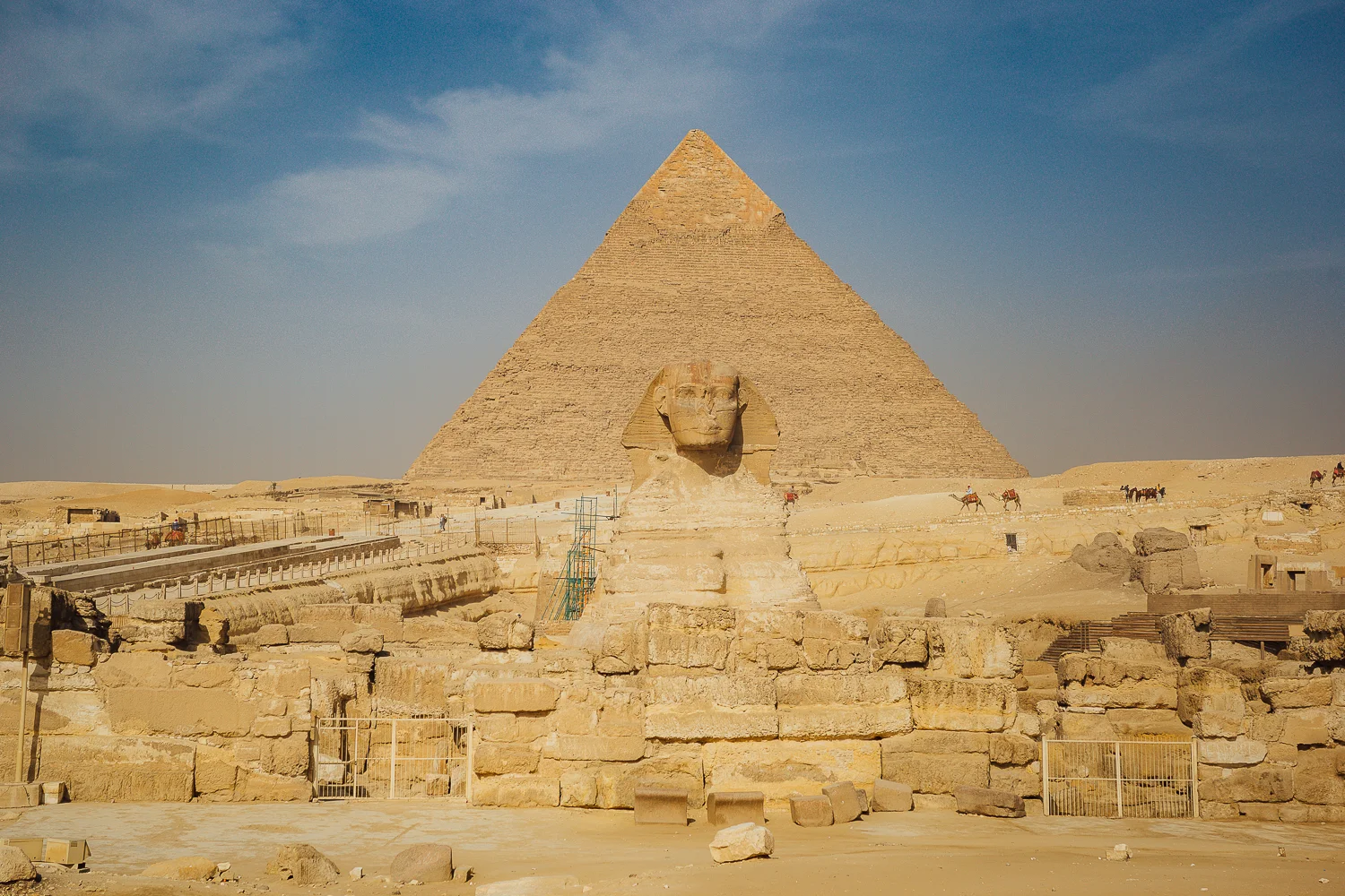 Majestic view of the Great Pyramids of Giza.