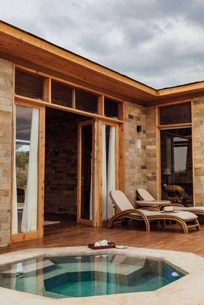 Exterior view of a luxury lodge in Amboseli