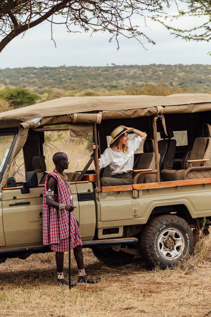 Safari Vehicle with Tourists in Amboseli National Park