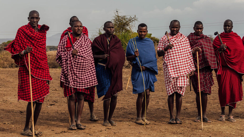 Maasai warriors in Amboseli National Park