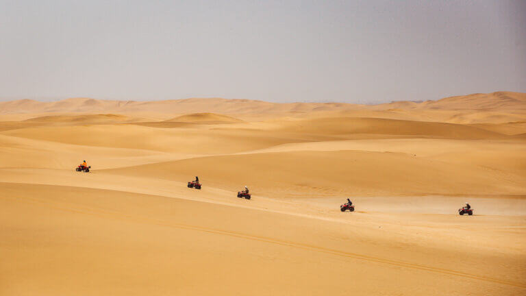 Adventurous quad biking on the vast dunes of the Namib Desert