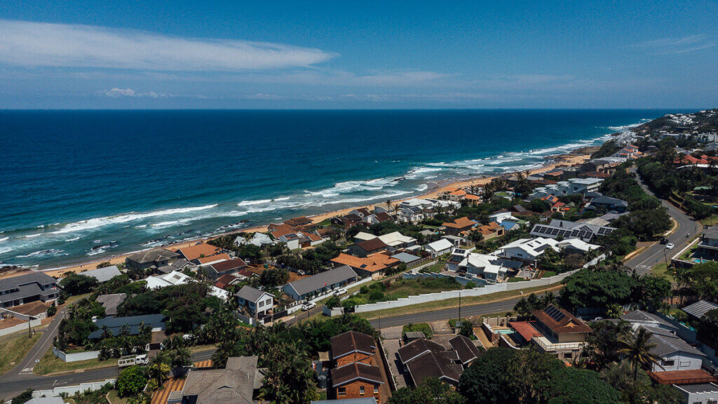 Wide view of Salt Rock Beach near Ballito.