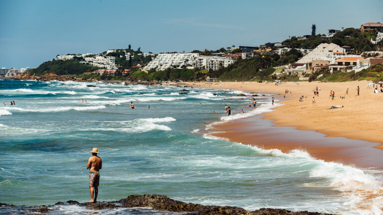 Close view of blue ocean waves in Ballito.
