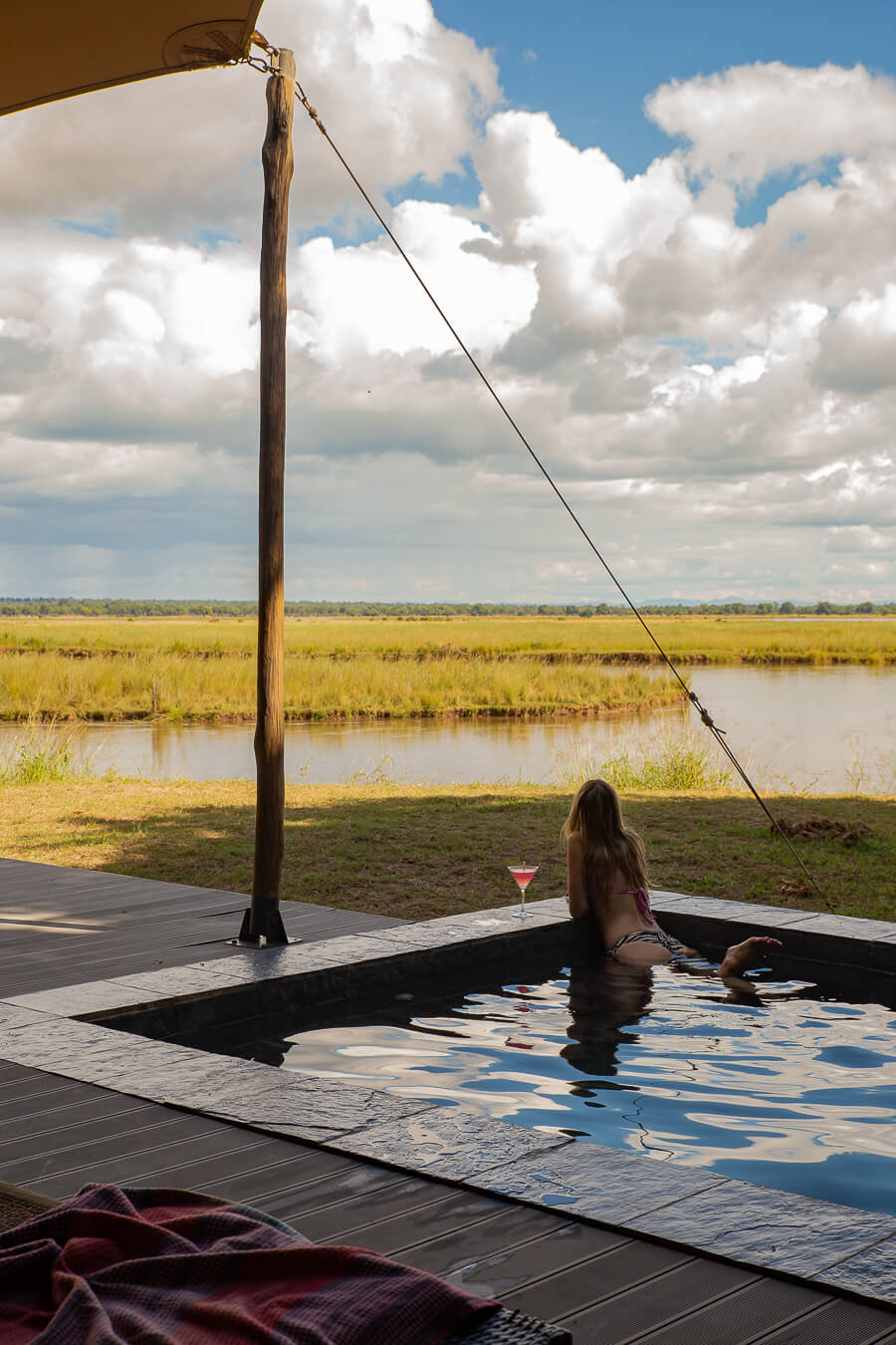 Private plunge pool with Zambezi River view, Sausage Tree Camp