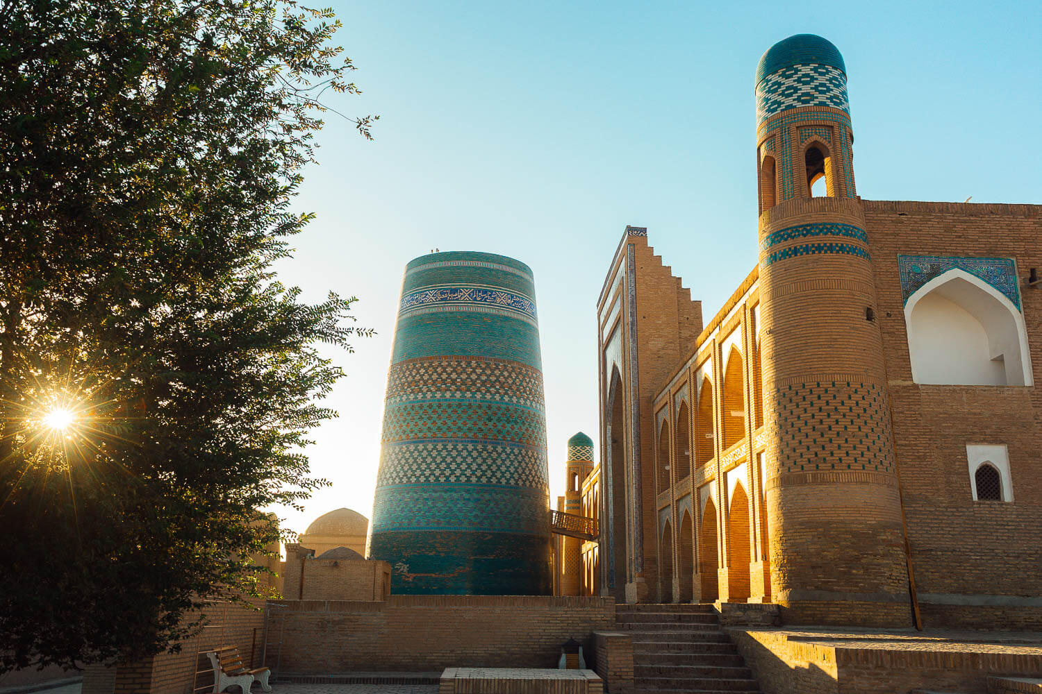 Empty street at sunrise inside Itchan Kala Khiva
